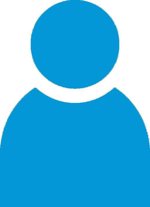 Blue person icon silhouette on white background